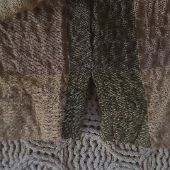 Jane + Delancey Mustard & Brown Gingham Plaid Gauzy Camp Shirt - Size L - Picture 5 of 8